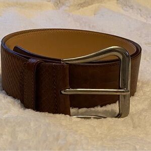 The Tailored Sportsman Brown Leather Belt with Silver Buckle